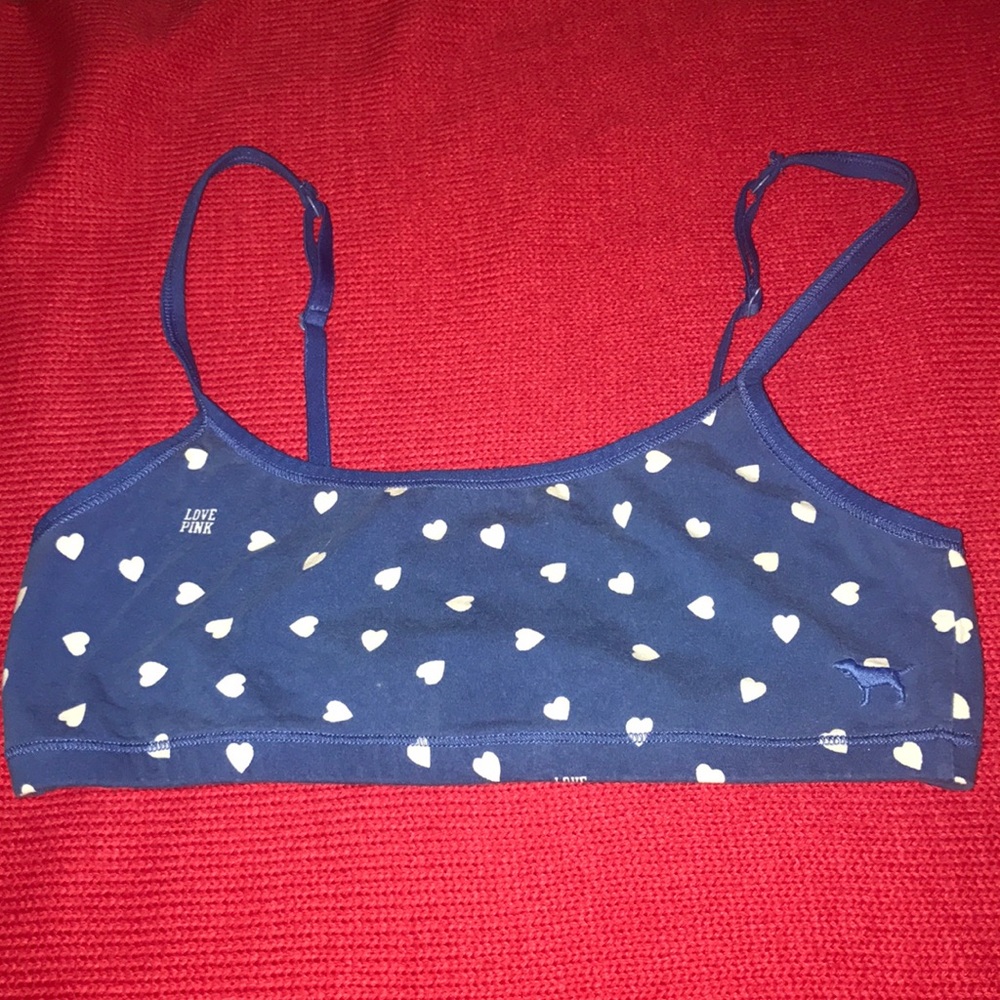 Victoria's Secret Pink Blue Heart Sports Bra Small